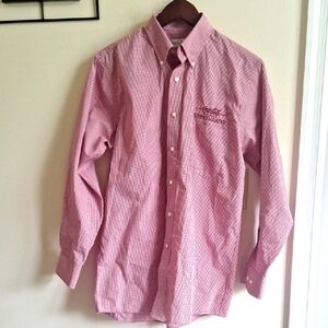 Van Heusen Pink Gingham Mens Button Down Shirt Size Small